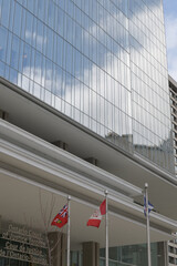 Fototapeta premium exterior of 10 Armoury Street, a courthouse, known as Ontario Court of Justice, designed by Renzo Piano Building Workshop, Toronto