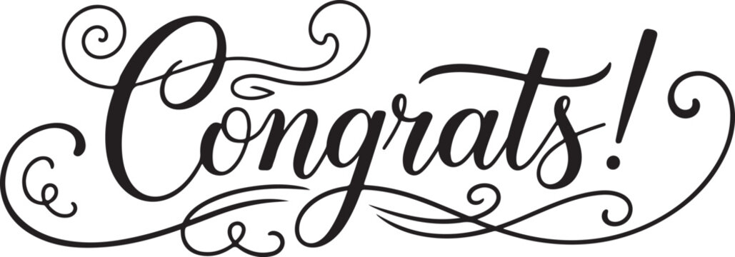 Vector art of congrats congratulatory message in elegant script