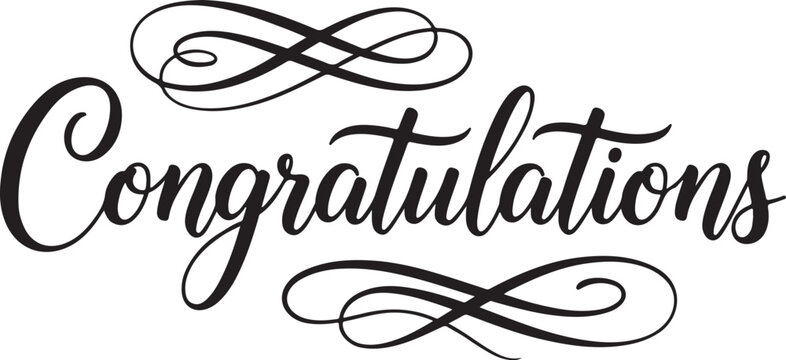 Vector art of congratulations black vector text with swirls
