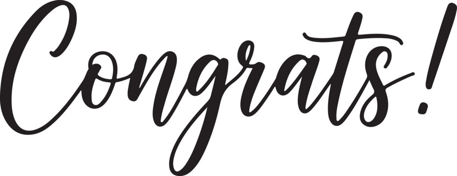 Vector art of congrats message in elegant cursive script