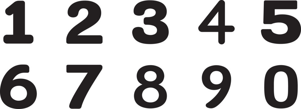 Clean digit icon set with numbers zero to nine, modern minimal style for UI, web and apps