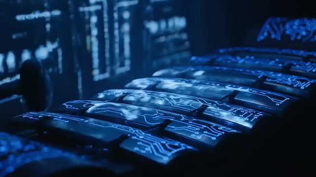 Stacks of Banknotes in Dark Blue Lighting.