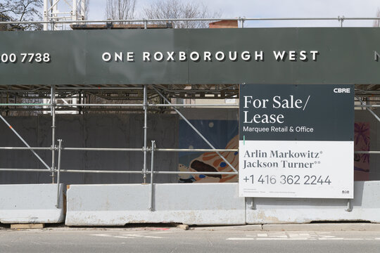 signs at One Roxborough West, a 12-storey luxury mid-rise, designed by Reflect Architecture (in partnership with Icke Brochu Architects), located at 1086 Yonge Street (at Roxborough), Toronto