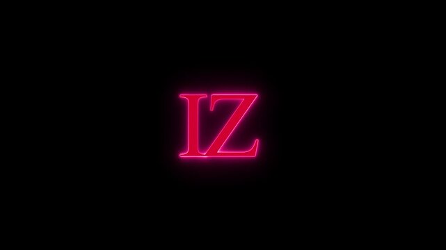 Bright neon IZ letters glow on black background with pulsating animation
