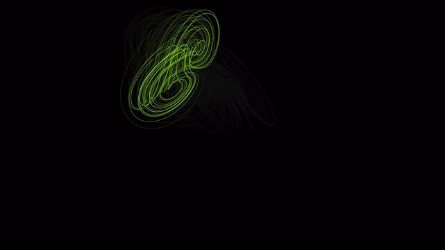 Abstract Green Lorenz Attractor Swirl on Black Background