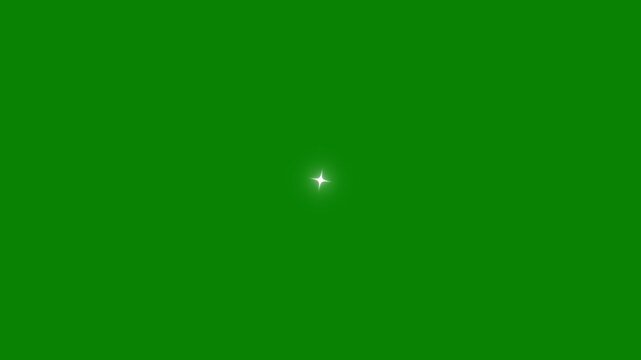 Sparkle twinkle star animation, glowing white doodle stars, glitter shine bursts, retro flat vector style, blinking cartoon effects, chroma key green screen seamless festive loop video 4K