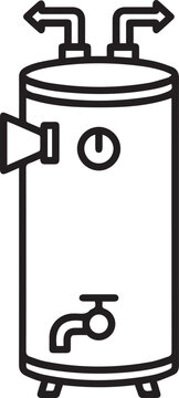 Professional industrial water heater icon with pressure relief valve design for HVAC engineering schematics, mechanical diagrams, safety compliance manuals, plumbing system documentation