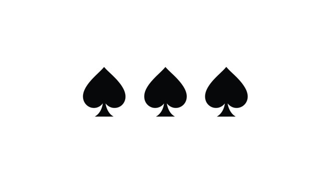 Three black spade card suits displayed against a white background silhouette