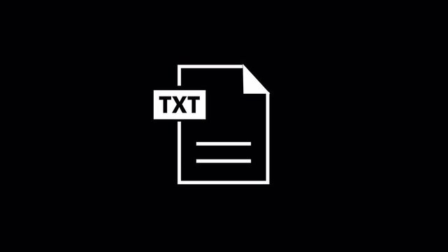 TXT file icon animation with text label isolated on transparent background .Document types in flat style animation .4k with alpha channel

