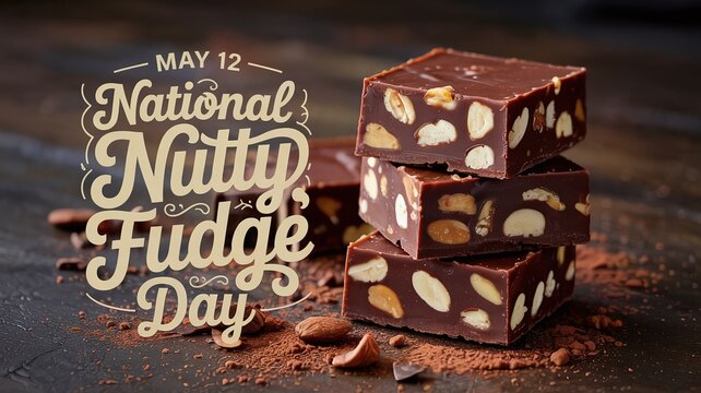 Decadent Chocolate Nutty Fudge Stack Advertisement for May 12 National Nutty Fudge Day Bakery and Confectionery Promotion