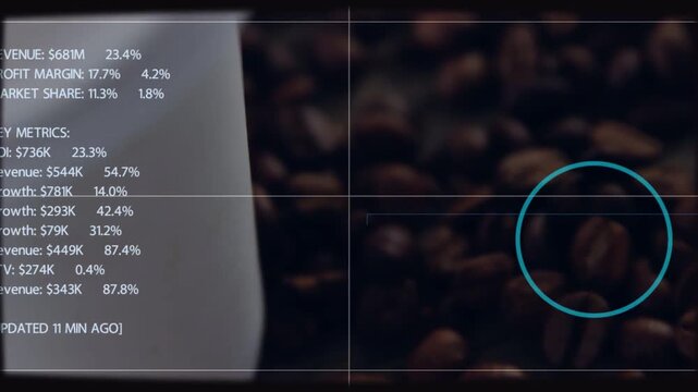 Camera shifting showing white cup vent stain starting panel cyan marker marking metrics for finance