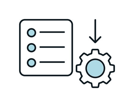 Background task queue and delayed execution pipeline in system architecture for handling asynchronous jobs, a simple list block with a small gear and