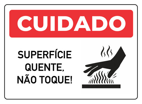 aviso placa cuidado superf&iacute;cie quente n&atilde;o toque