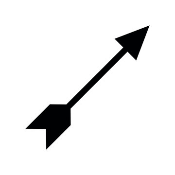Arrow icon. Attribute of an archer or hunter. Symbol of shooting, weapons, or war. A projectile for throwing or shooting at a distant target. A weapon for hunting or sporting competition. Vector.