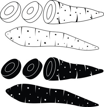 Set of arrow root clipart vector design. Arrow root full, half, piece silhouette collection. 