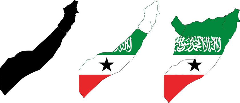 Somalia and Somaliland country maps with flags  African regions  geographical illustration