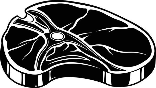 black and white drawing of a raw steak on white background
