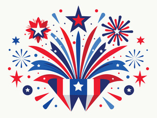 Obraz premium Celebratory fireworks and stars with patriotic colors and symbols