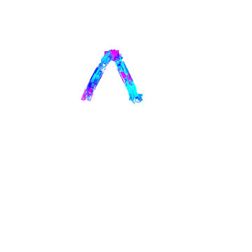 Glitch Style Chevron Symbol in Cyan and Magenta