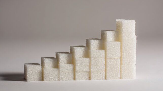 Cube-based graph: sugar cubes arranged to display negative values