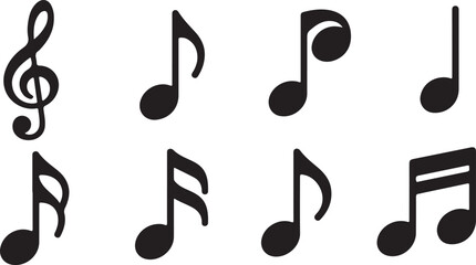 Fototapeta premium Comprehensive Collection of Essential Black Musical Notes and Treble Clef Symbols Set