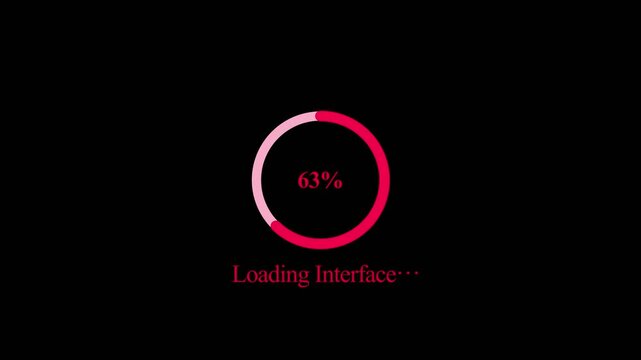 Animated loading circle progress indicator on black background with percentage text update