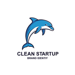 Obraz premium A vibrant blue dolphin leaps gracefully out of the water, symbolizing a fresh start and brand identity.