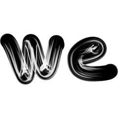 Naklejka premium Stylized Lowercase Word We with Black and White Liquid Texture