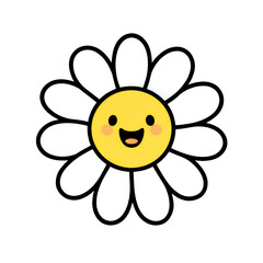 Daisy flower cartoon smiley face cute icon vector