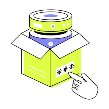 Flat style icon depicting secure server