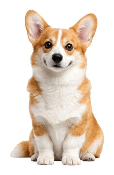 PNG Adorable corgi sitting happily.