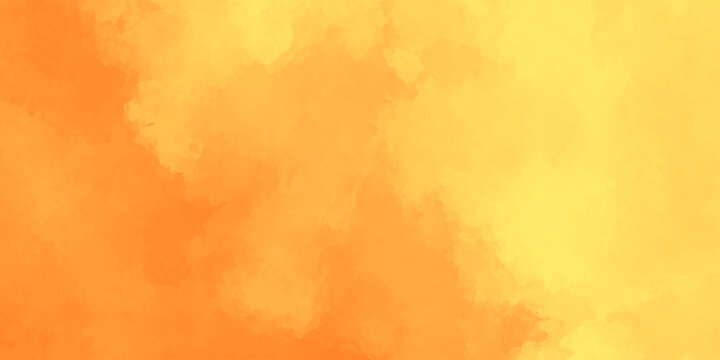 Abstract orange and red flame textures blend into a vintage grunge watercolor pattern with smoke clouds and hot yellow light for a creative fire background illustration