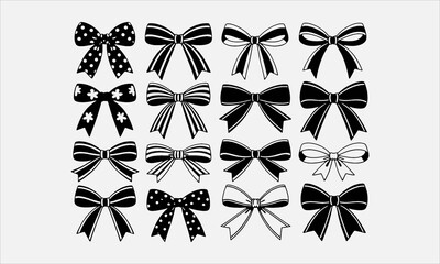 Collection of hand drawn bows, ribbons. For Christmas ornament, holiday, party decor, birthday, festive gift, presents wrapping, xmas sale, valentine and mor © DreamArtPro