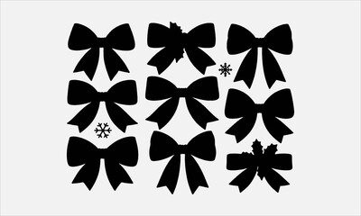 Collection of hand drawn bows, ribbons. For Christmas ornament, holiday, party decor, birthday, festive gift, presents wrapping, xmas sale, valentine and mor © DreamArtPro