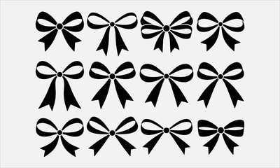 Collection of hand drawn bows, ribbons. For Christmas ornament, holiday, party decor, birthday, festive gift, presents wrapping, xmas sale, valentine and mor © DreamArtPro
