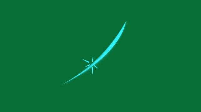 Glowing blue lines sword slash effect for game cartoon animation, anime style weapon slice energy transition, dynamic motion energy trail on green screen background, 4K resolution VFX