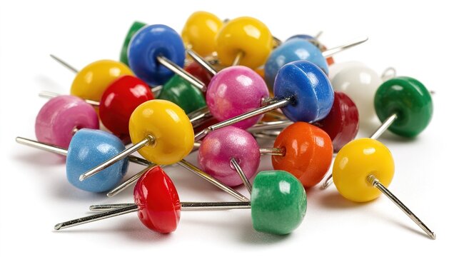 Colorful Thumbtacks in Various Vibrant Shades