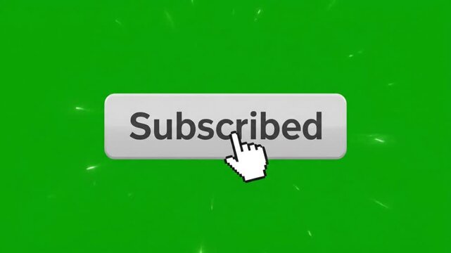 Animated Subscribe Button Clicks with Green Screen Background and Particle Effects