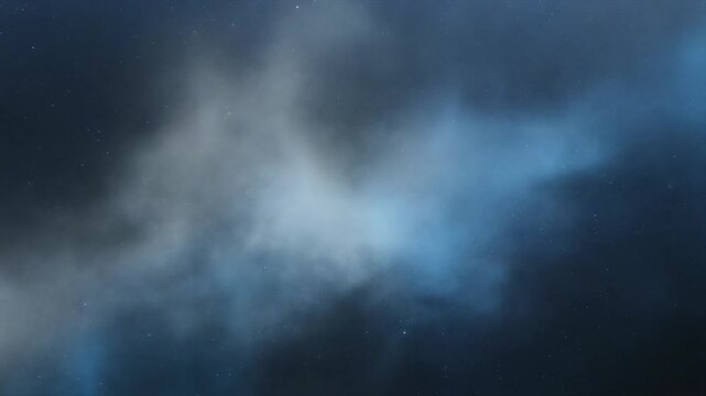 Silver blue nebula mist expanding gently smoke cloud layers drifting cosmic cinematic ambience