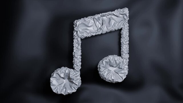 3D deflating quaver music note silky ripple fluid background