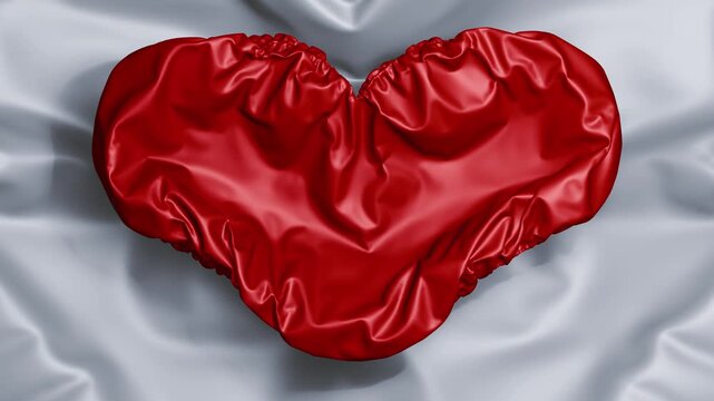 3D deflating love heart shape silky ripple fluid background