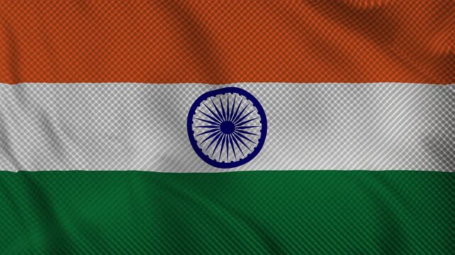 Realistic waving India flag with Ashoka Chakra. Symbol of unity, freedom and national identity. Perfect for news, Independence Day, cultural and business content.