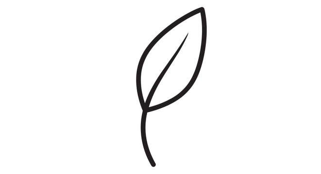 Minimalist leaf icon, simple black leaf, line art leaf, vector leaf symbol