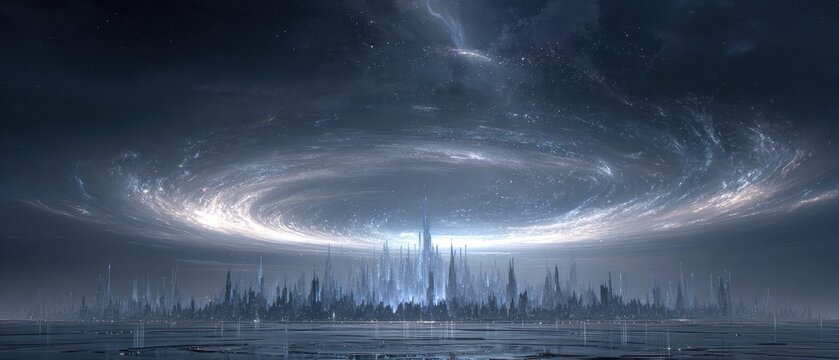 Futuristic Cityscape with Gravity Manipulations in Sci-Fi Setting