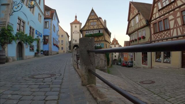 Rothenburg ob der Tauber, Germany &ndash; September 15, 2023. Historic Fairytale Rothenburg ob der Tauber Bavaria Germany 4K UHD. The beautiful view of the historic town of Rothenburg ob der Tauber, Bavaria