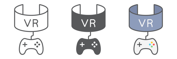 Naklejka premium VR gaming line icon, device and entertainment, virtual reality headset sign, vector graphics, a linear pattern on a white background.