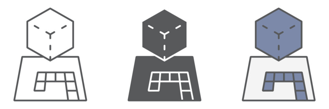 AR projection line icon, gaming and futuristic, augmented projection sign, vector graphics, a linear pattern on a white background.