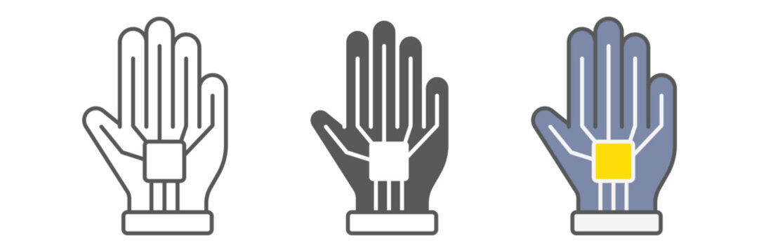 VR glove line icon, virtual and technology, wired gloves sign, vector graphics, a linear pattern on a white background.
