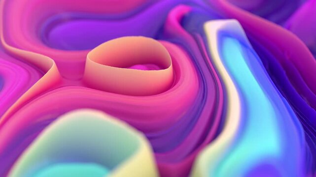 Vibrant Abstract Swirls Flowing Liquid Motion Soft Pastel Gradient Background Seamless Loop