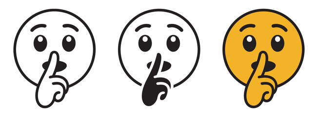 Fototapeta premium Shush Emoji Vector Graphic Illustration, silence icon, quiet symbol, secret keep mouth shut, be silent hush sign, editable vector illustration